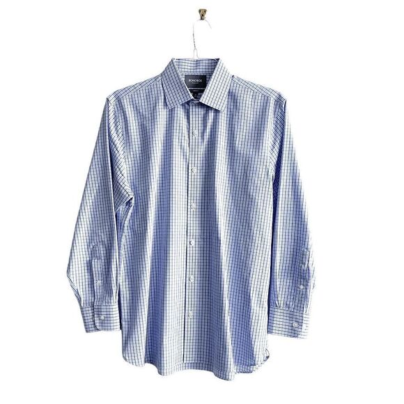 Bonobos Mens Wrinkle Free Shirt Standard Fit Button Long Sleeve Plaid Blue US16 - Picture 1 of 8